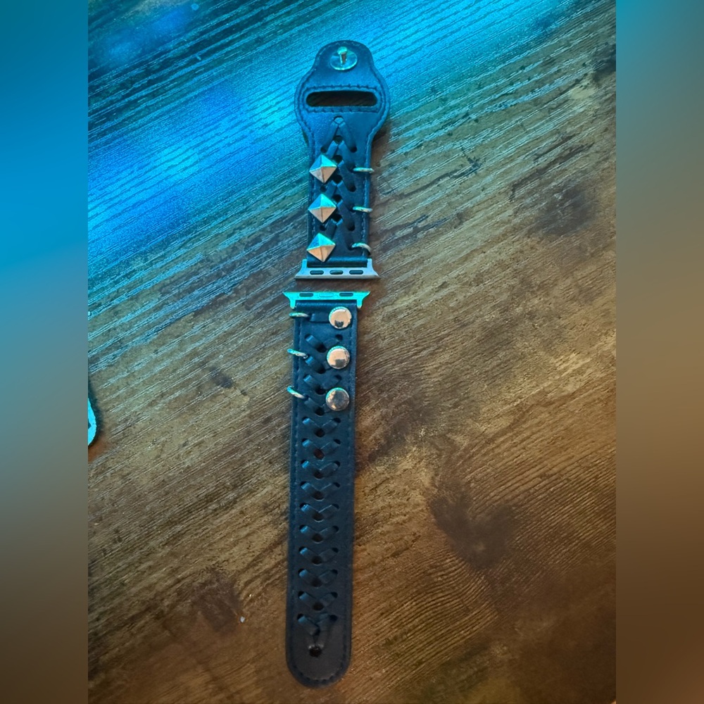 Black Studded Leather Bracelet Apple Watch Band 38mm